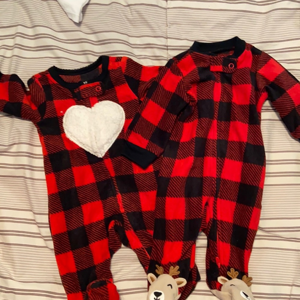 2 newborn holiday onesies